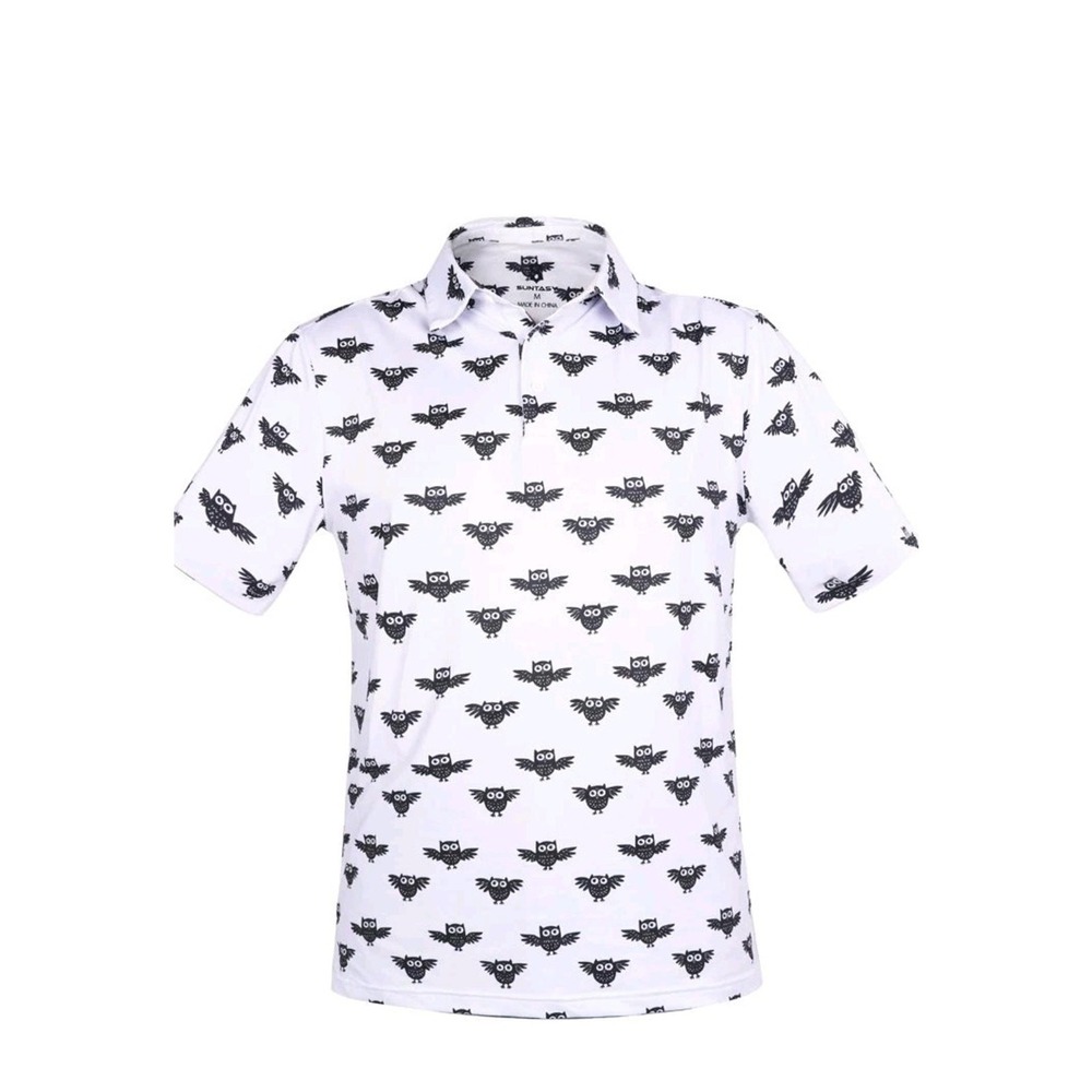 Golf Shirts Men's Performance Dry-Fit Golf Polo UPF 50+ Sz Medium Collared Owl
